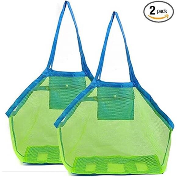 2 Pack Extra Large Mesh Beach Bag Childrens' Toy Storage Swimming Equipment Bag - Picture 8 of 8